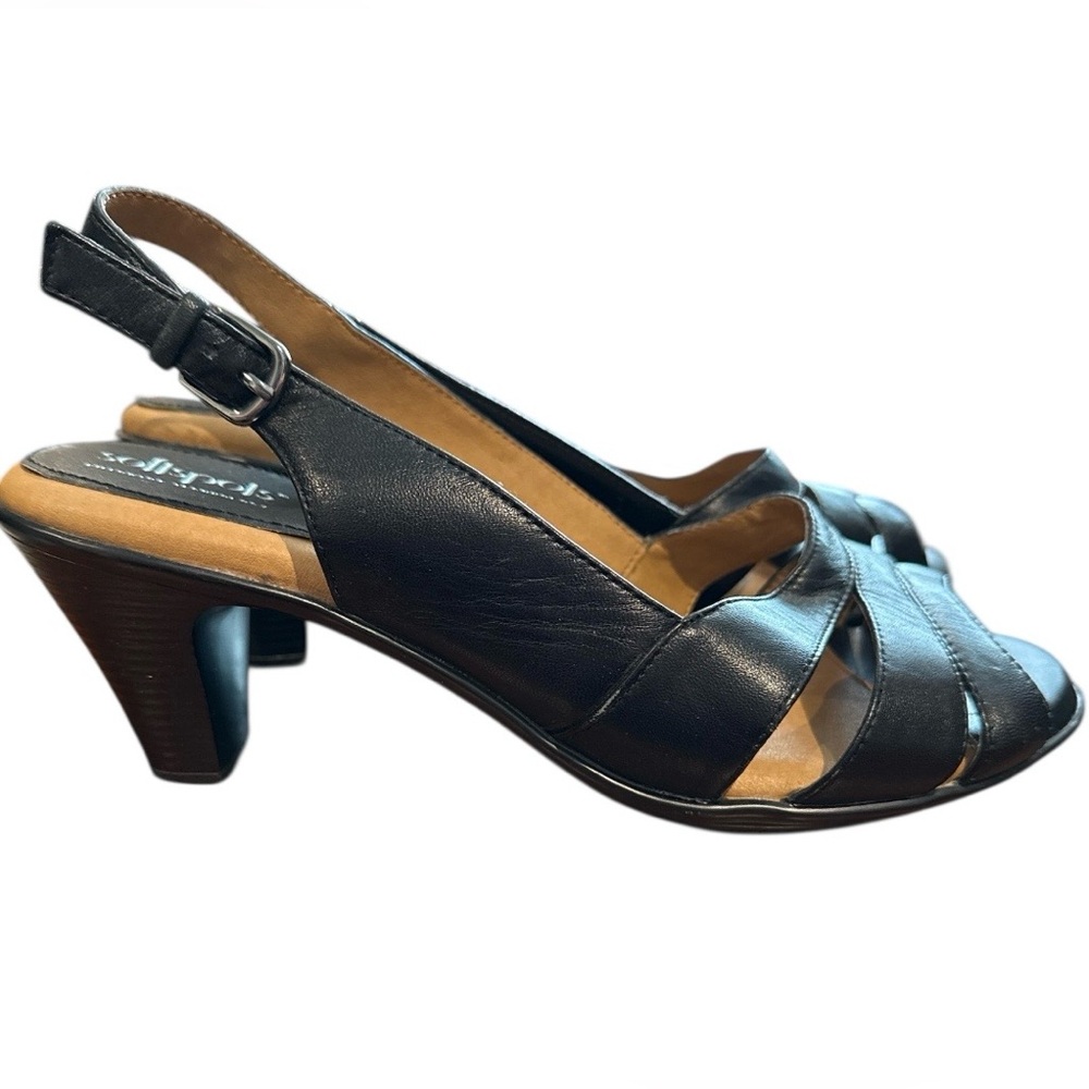 Soft spots Neima black leather sling back sandal
